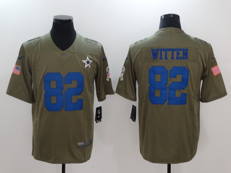 Men Dallas cowboys #82 Witten Nike Olive Salute To Service Limited NFL Jerseys->atlanta falcons->NFL Jersey
